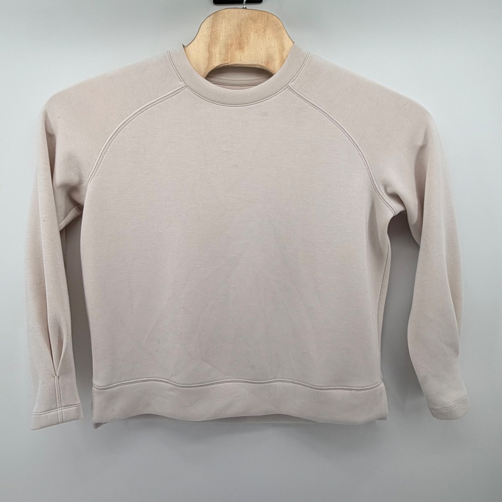 Varley Sweatshirt Women S Beige DoubleSoft Crewneck Raglan Pullover Athleisure